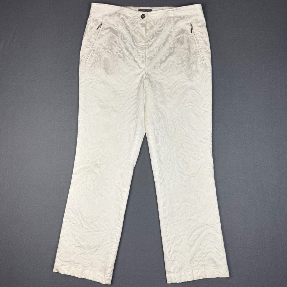 Vanilia Becky Jacky Pants Womens 44N Jacquard Italian Fabric Cropped Old‎ Money